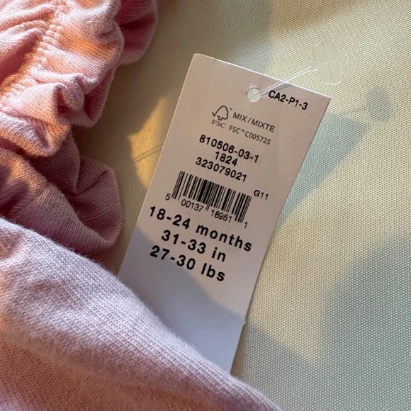 Gap Baby Girl Eyelet Top Short Puff Sleeves Pink NEW WITH TAGS - Picture 4 of 4